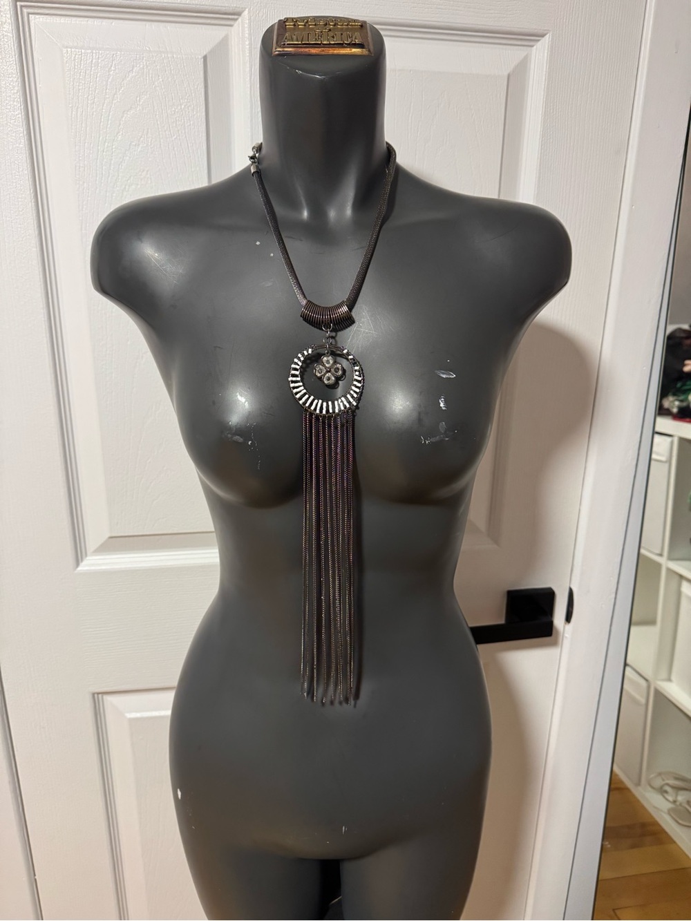Statement Black Fringe Pendant Necklace - Unbranded